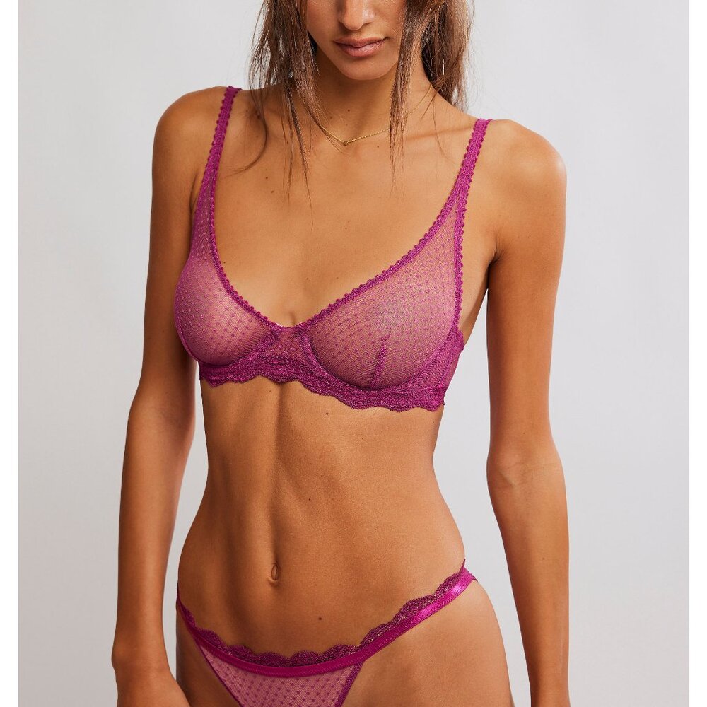 FREE PEOPLE Midweek Underwire Bra / Magenta Haze - Picture 2 of 6